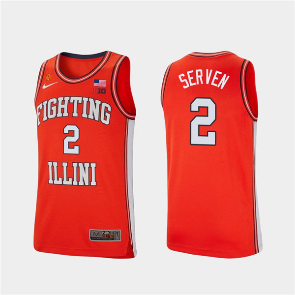 Men's Illinois Fighting Illini #2 Connor Serven 2020-21 Orange  Retro Nike College Basketball Jersey