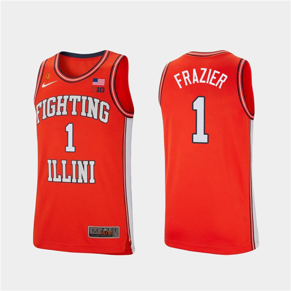 Men's Illinois Fighting Illini #1 Trent Frazier  2020-21 Orange Retro Nike College Basketball Jersey
