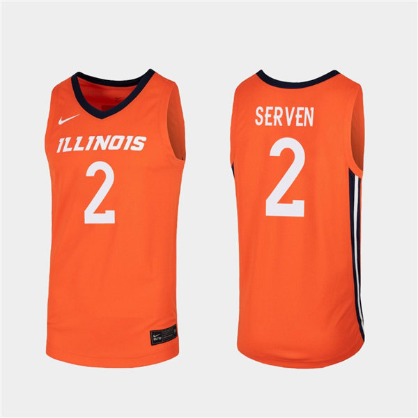 Men's Illinois Fighting Illini #2 Connor Serven Nike Orange V-Neck NCAA College Basketball Jersey