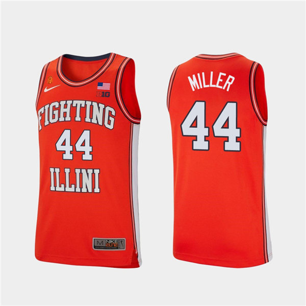 Men's Illinois Fighting Illini #44 Adam Miller  2020-21 Orange Retro Nike College Basketball Jersey