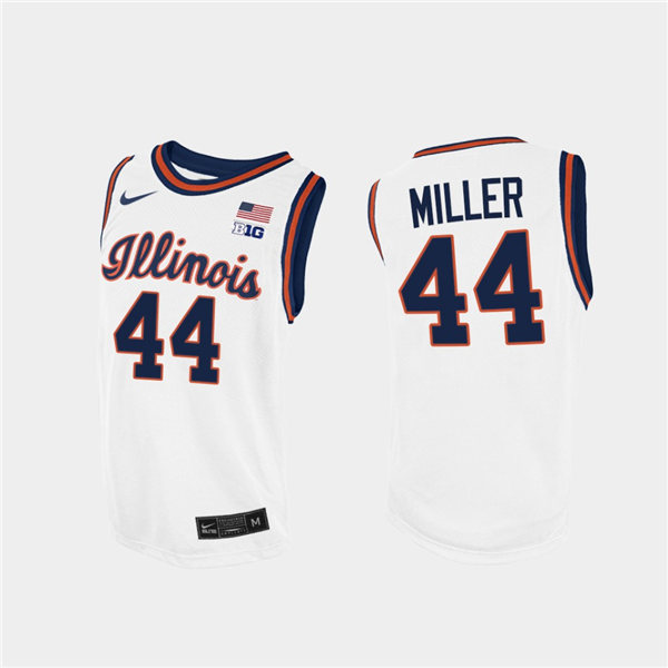 Men's Illinois Fighting Illini #44 Adam Miller  2020-21 White Retro Nike NCAA College Basketball Jersey