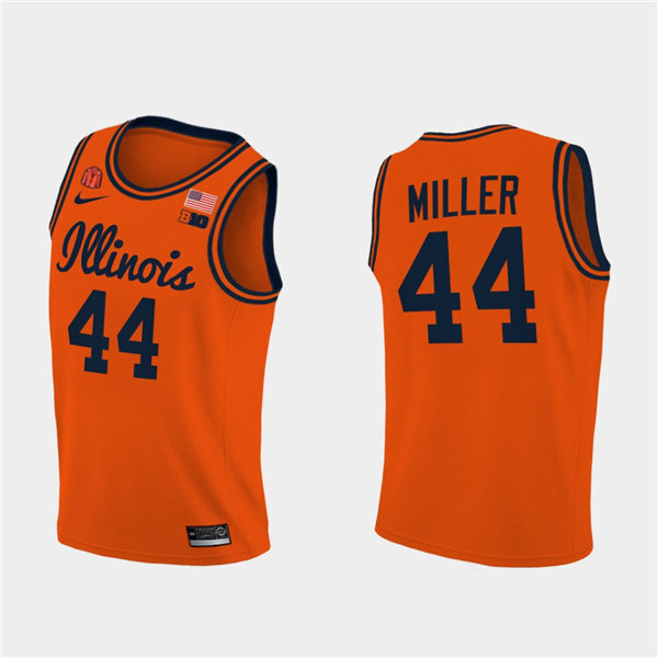 Men's Illinois Fighting Illini #44 Adam Miller 2020-21 Orange Navy Nike NCAA College Basketball Jersey