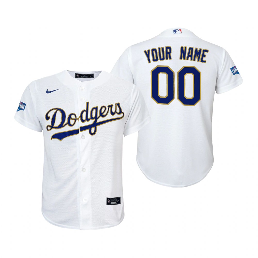Youth Los Angeles Dodgers Custom Nike White/Gold 2021 Gold Program Cool Base Jersey