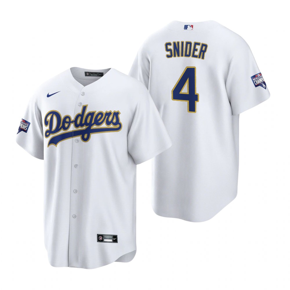 Men's Los Angeles Dodgers #4 Duke Snider Nike White/Gold 2021 Gold Program Player Jersey