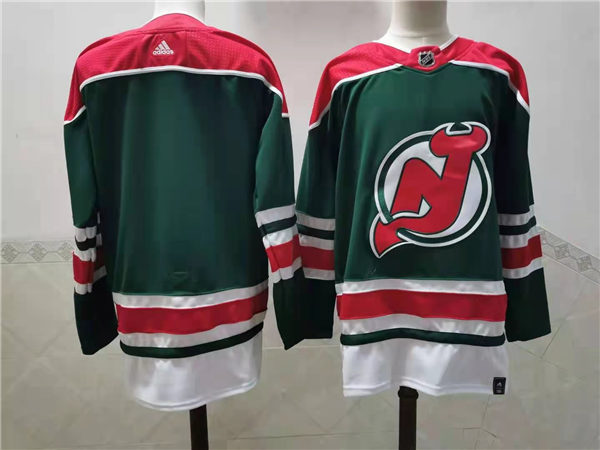 Mens New Jersey Devils Blank Green Adidas 2021 Reverse Retro Team Jersey