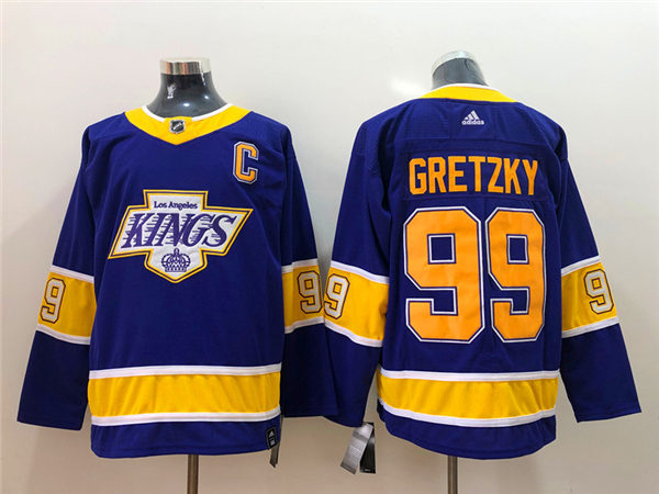 Men's Los Angeles Kings Retired Player #99 Wayne Gretzky 2021 Purple Adidas NHL Reverse Retro Jersey
