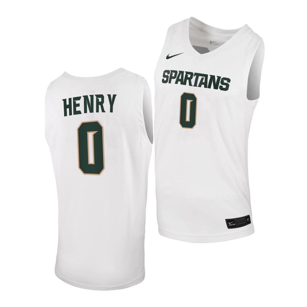 Men's Michigan State Spartans #0 Aaron Henry White 2020 Limited College Basketball Jersey