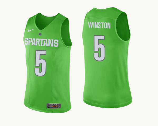 Men's Michigan State Spartans #5 Cassius Winston  2016 Apple Green College Basketball Jersey