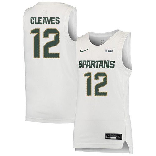 Men's Michigan State Spartans Retired Player #12 Mateen Cleaves White 2020 Limited College Basketball Jersey