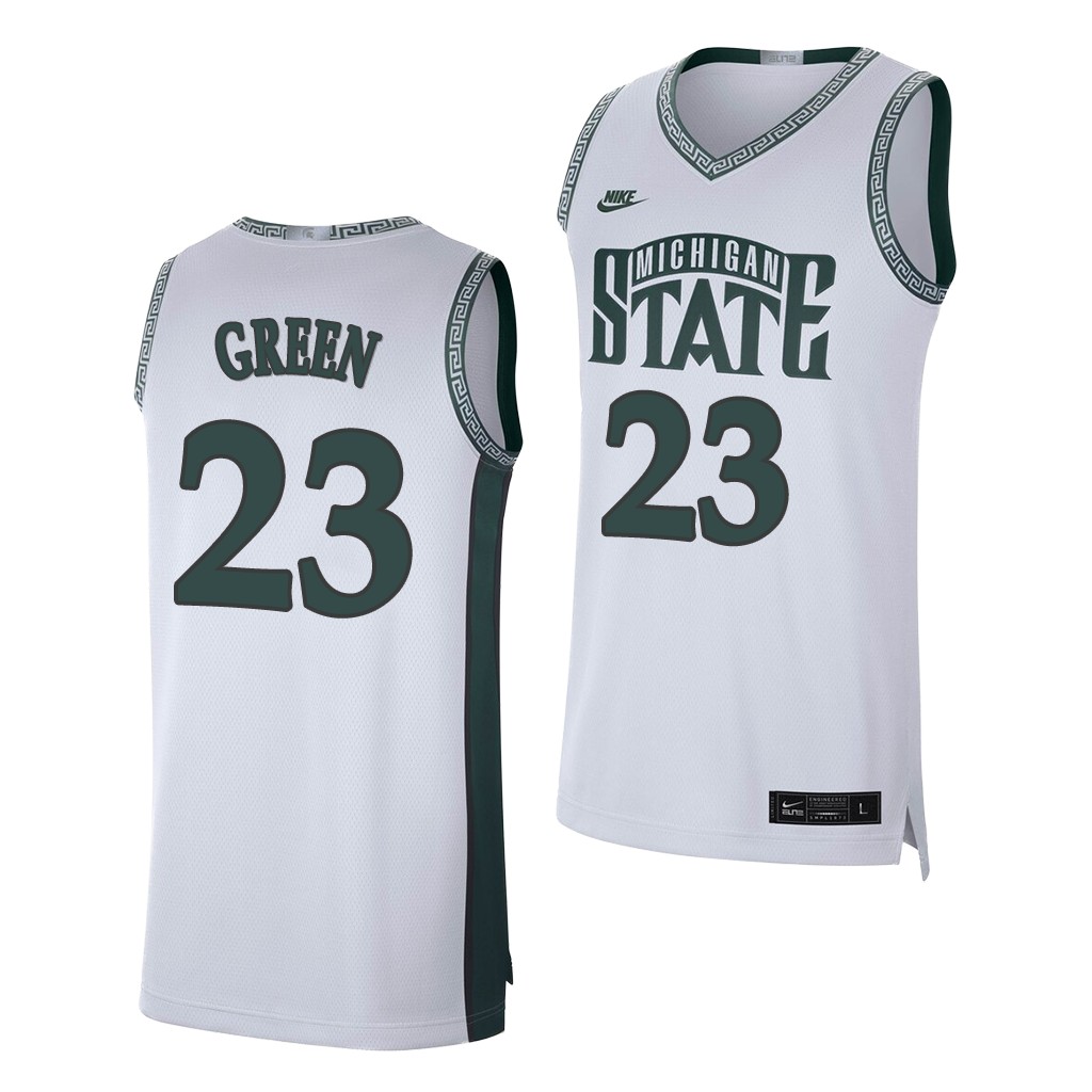 Men's Michigan State Spartans #23 Draymond Green White Retro Limited College Baketball Jersey