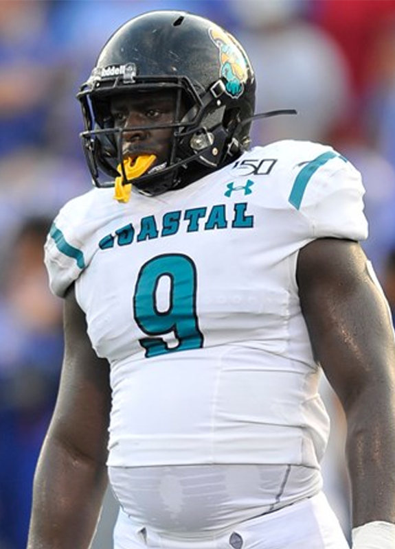 Men's Coastal Carolina Chanticleers #9 Tarron Jackson White Under Armour Football Jersey