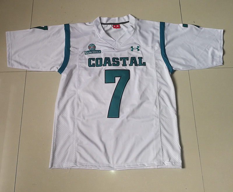 Men's Coastal Carolina Chanticleers #7 Jarrett Guest White Under Armour Football Jersey