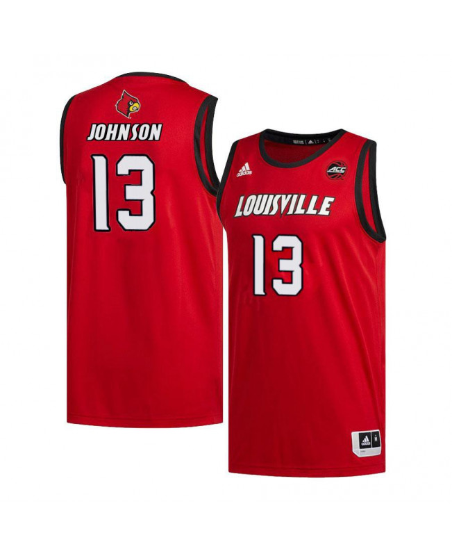 Men's Louisville Cardinals #13 David Johnson Adidas  2019-20 Retro Red Basketball Jersey