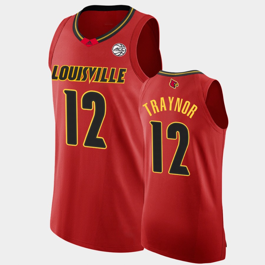 Men's Louisville Cardinals #12 JJ Traynor Adidas 2021 Red  College Basketball Jersey