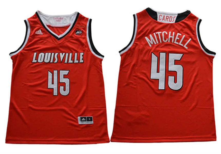 Men's Louisville Cardinals #45 Donovan Mitchell Adidas 2016-17 Red Basketball Jersey
