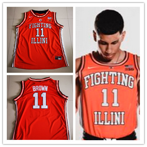 Men's Illinois Fighting Illini #11 Dee Brown  2020-21 Orange Retro Nike College Basketball Jersey