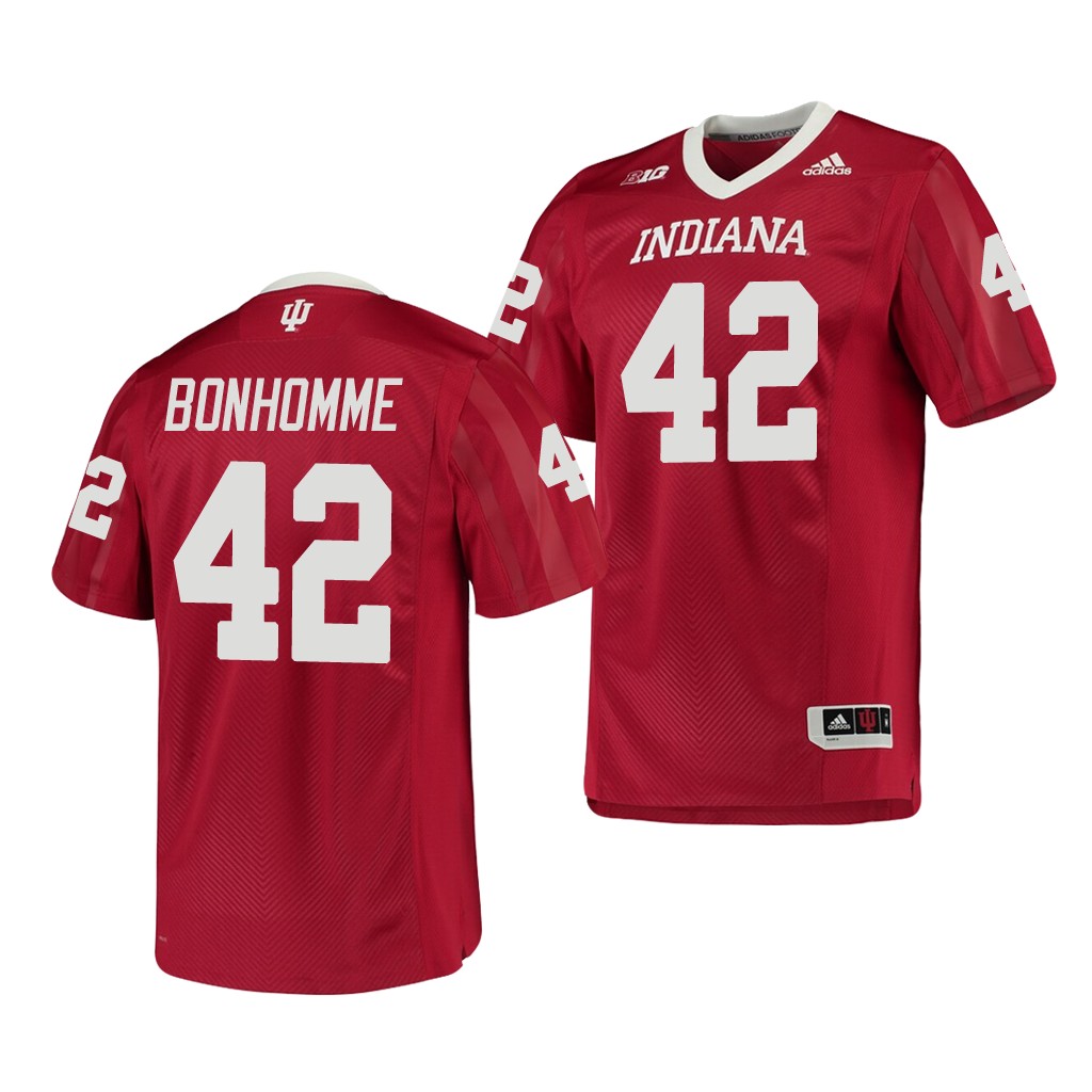 Men's Indiana Hoosiers #42 D.K. Bonhomme Adidas Crimson Indiana College Football Jersey 