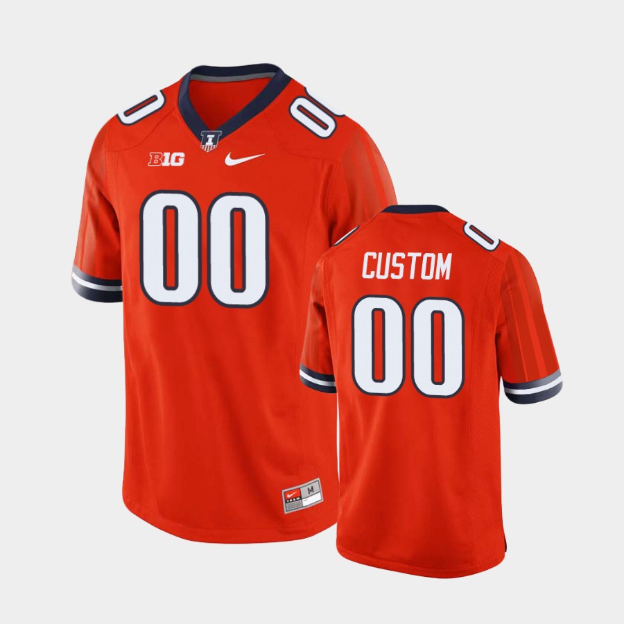 Men's  Illinois Fighting Illini Custom Nike Orange College Football Jersey