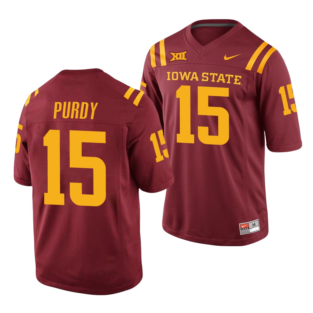 Mens Iowa State Cyclones #15 Brock Purdy Nike Cardinal College Football Throwback Jersey