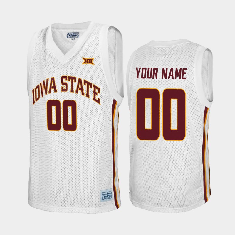 Mens Iowa State Cyclones Custom Nike Full White College Basketball Throwback Jersey