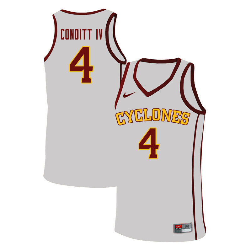 Mens Iowa State Cyclones #4 George Conditt IV Nike 2021 White Cyclones College Basketball Jersey