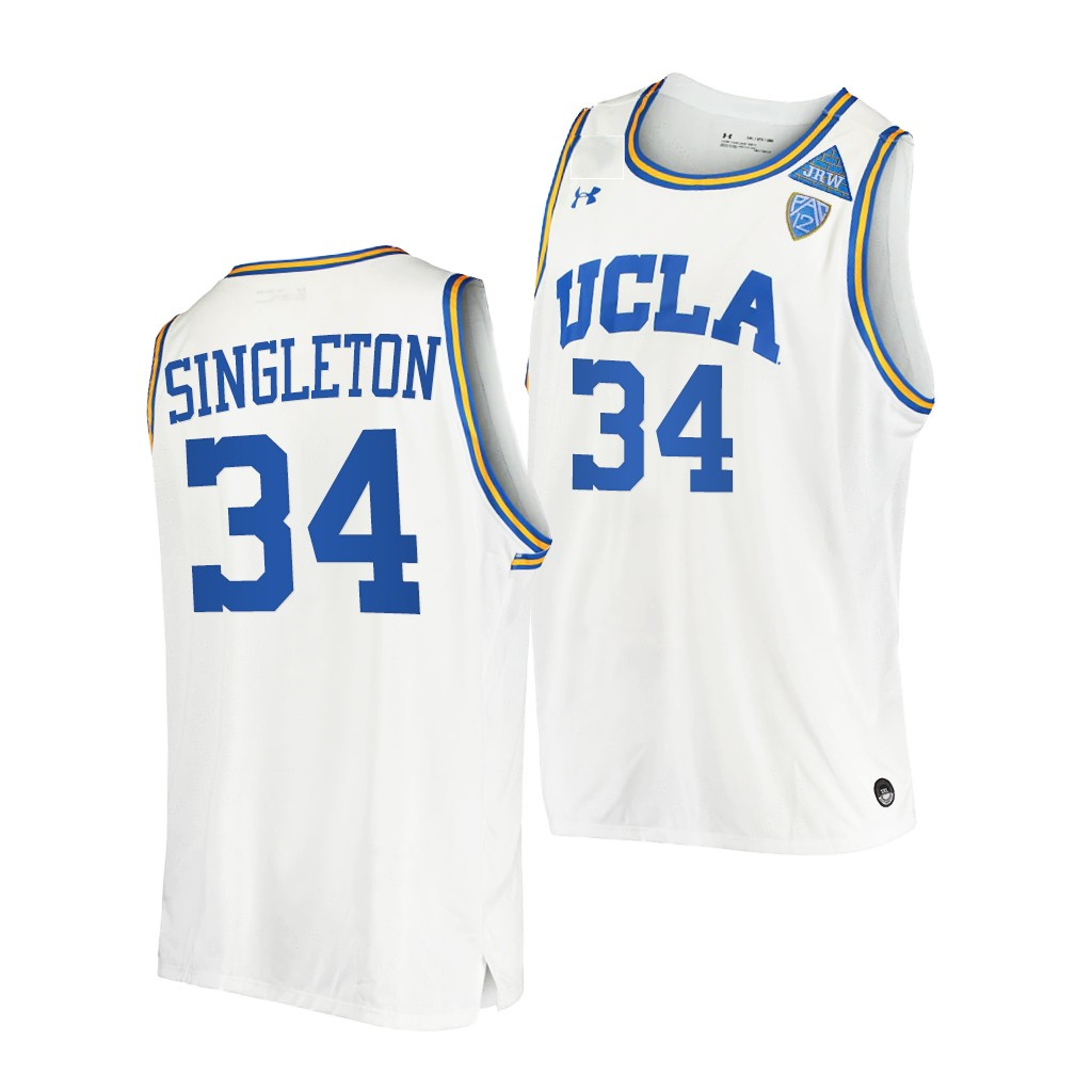Mens UCLA Bruins #34 David Singleton Under Armour White Basketball Jersey 