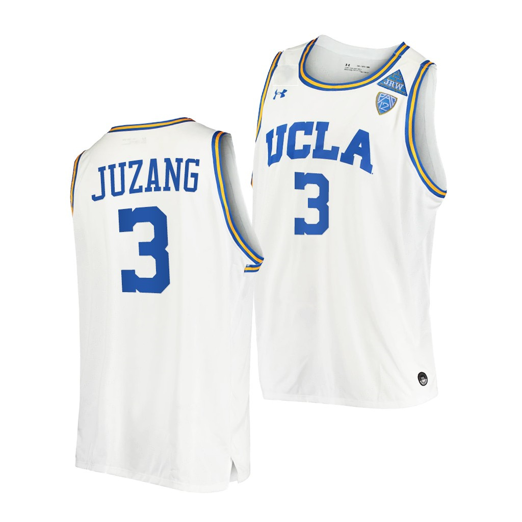 Mens UCLA Bruins #3 Johnny Juzang Under Armour White Basketball Jersey 
