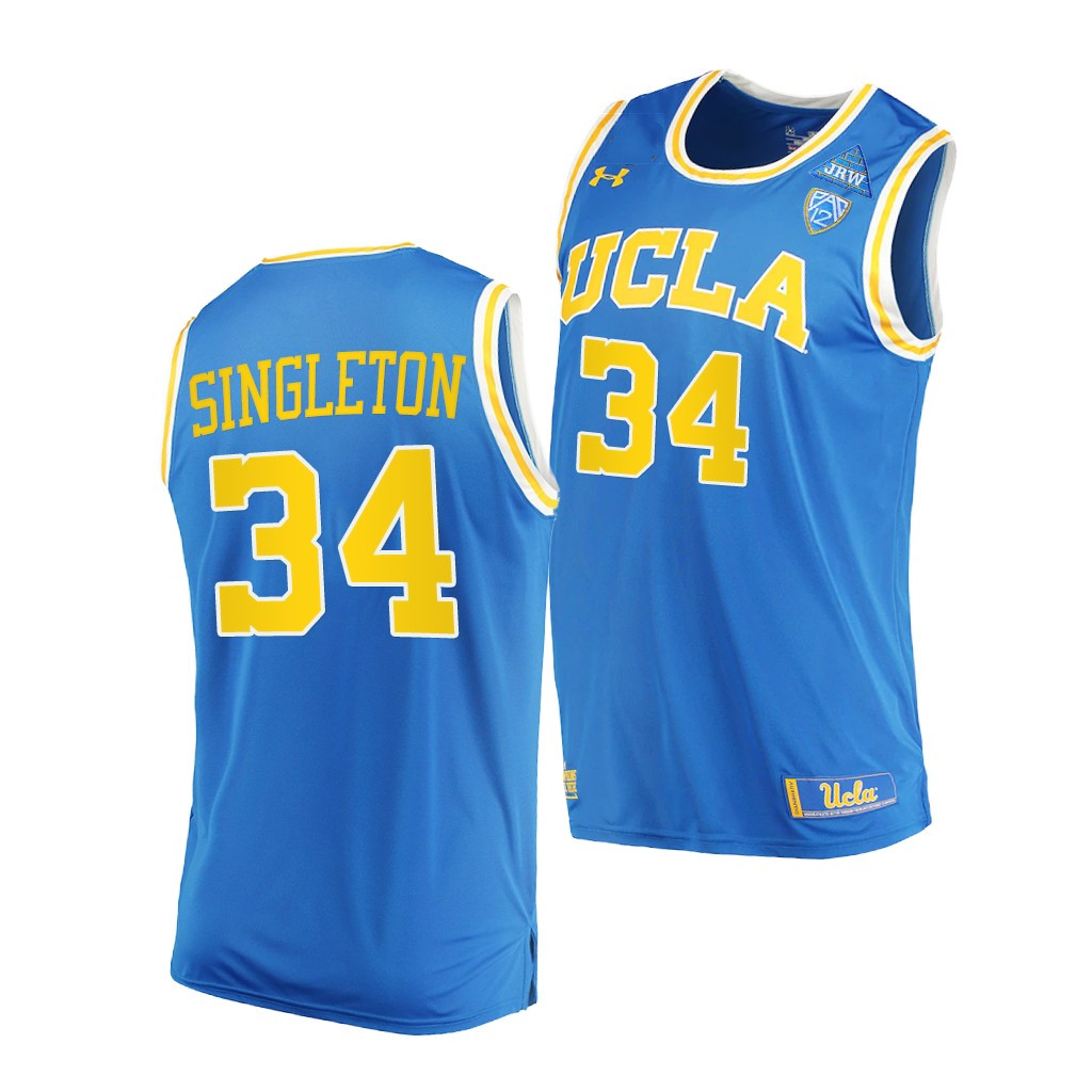 Mens UCLA Bruins #34 David Singleton Under Armour Blue Basketball Jersey 
