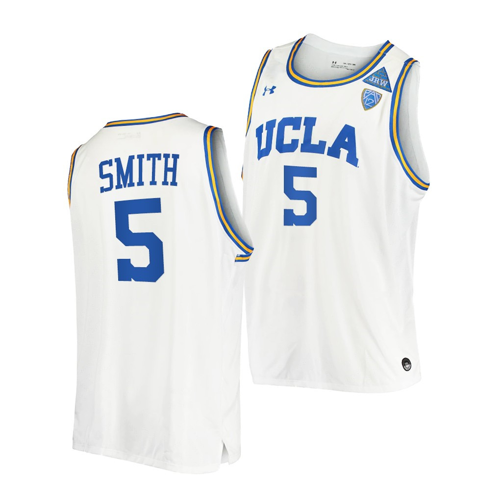 Men's UCLA Bruins #5 Chris Smith Under Armour White Basketball Jersey