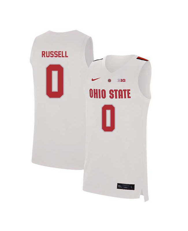 Men's Ohio State Buckeyes #0 D'Angelo Russell Nike White 2020 College Basketball Jersey