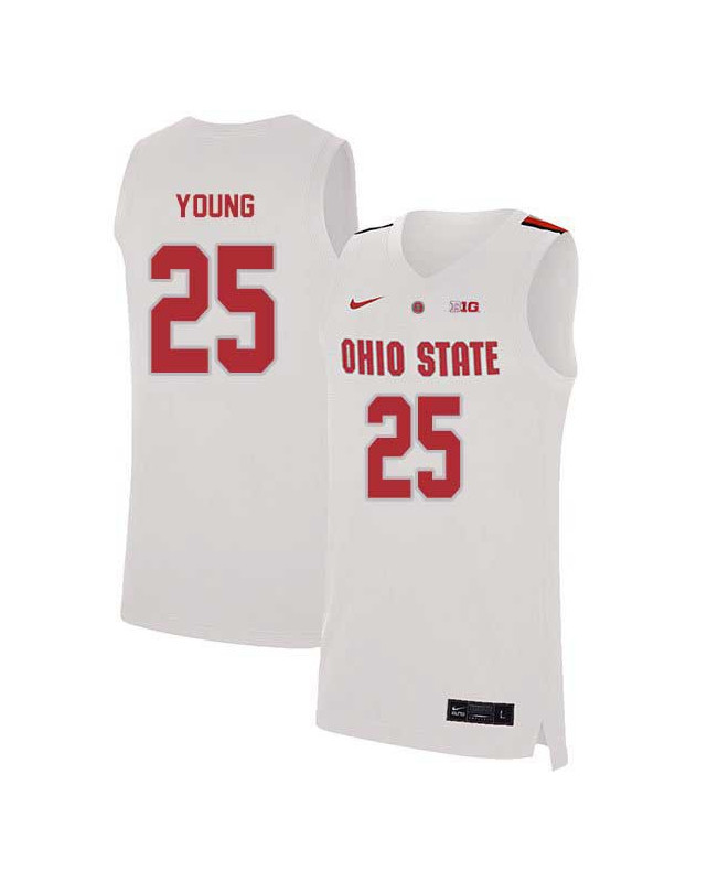 Men's Ohio State Buckeyes #25 Kyle Young Nike White 2020 College Basketball Jersey
