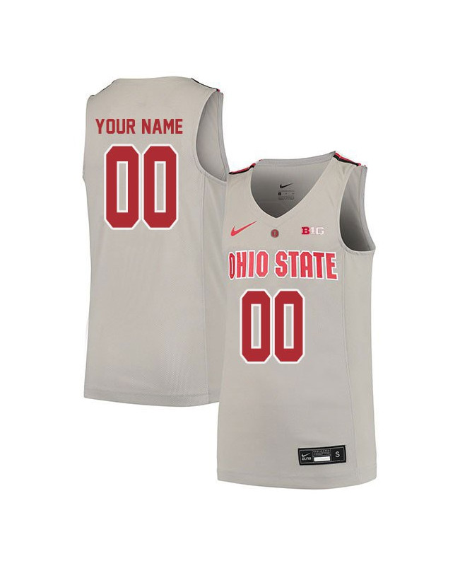 Mens Ohio State Buckeyes Custom Kam Williams Trevor Thompson Andrew Dakich Musa Jallow Daniel Hummer Nike Grey 2020 Basketball Jersey