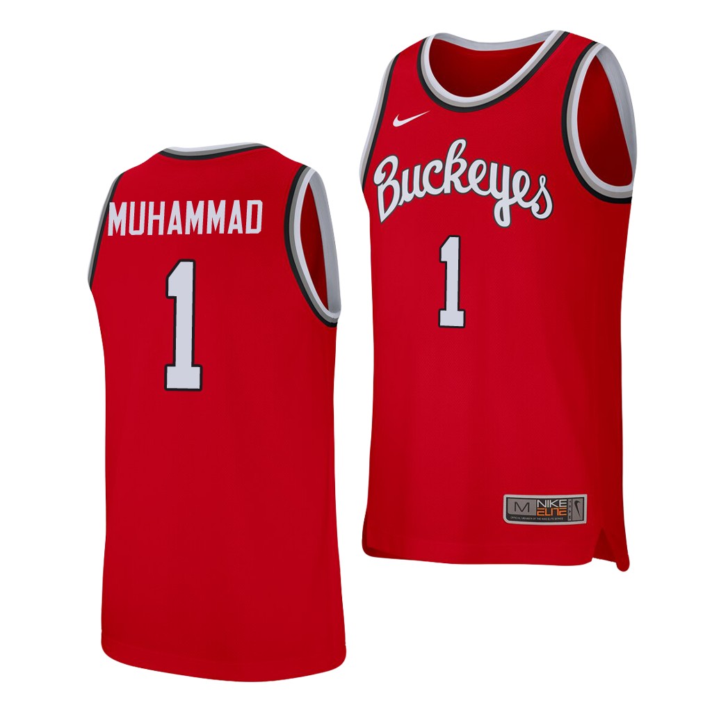 Men's Ohio State Buckeyes #1 Luther Muhammad Nike 2020 Scarlet College Baketball Jersey