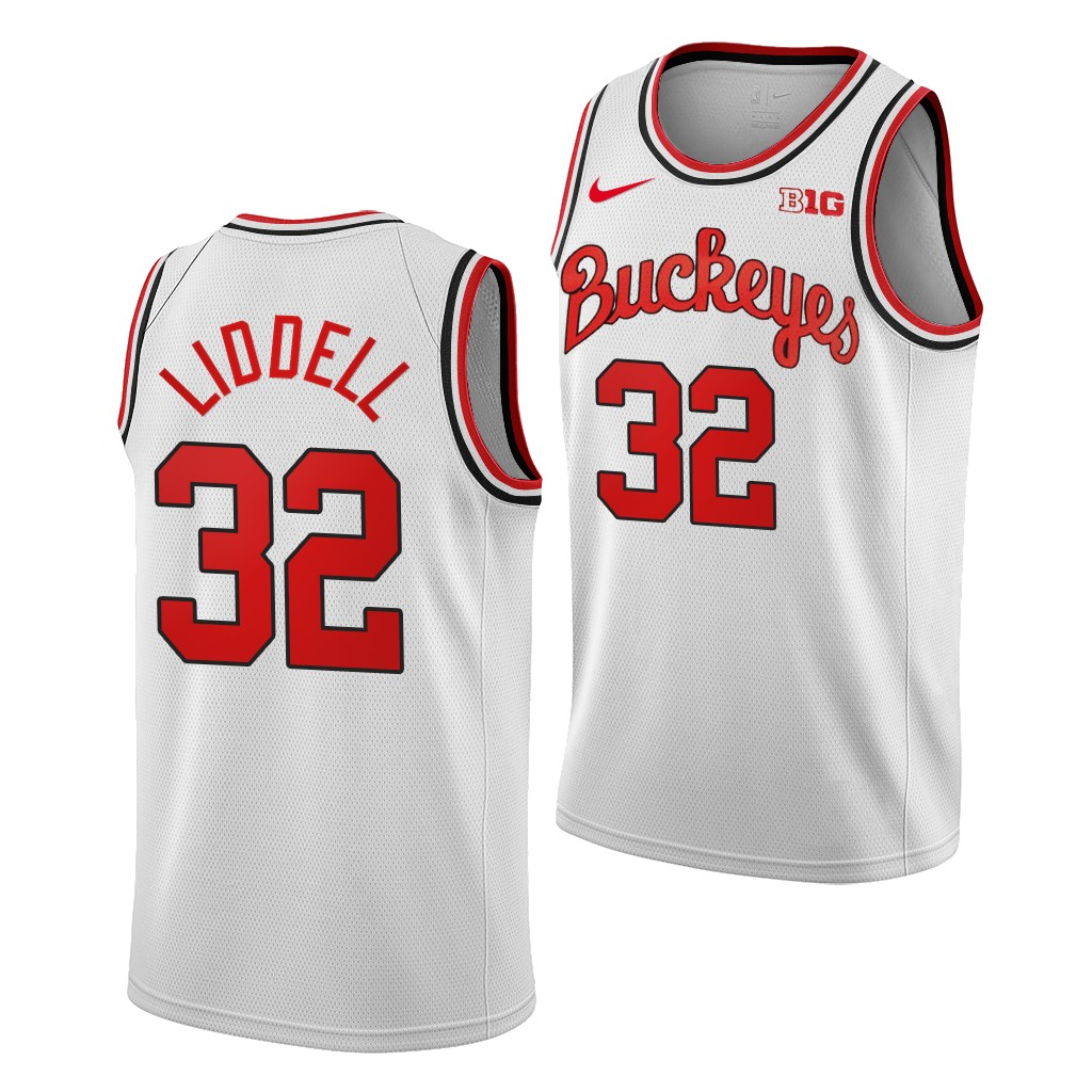 Mens Ohio State Buckeyes #32 E.J. Liddell Nike White Turning Back The Clocks 1980'S RETRO Basketball Jersey