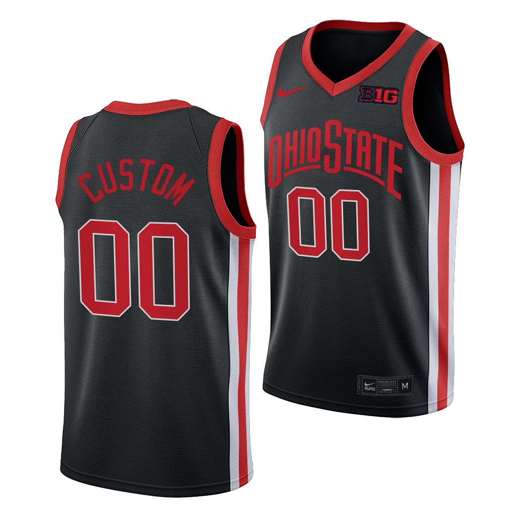 Mens Ohio State Buckeyes Custom Kaleb Wesson DJ. Carton EJ. Liddell Nike 2021 Black Retro Basketball Jersey
