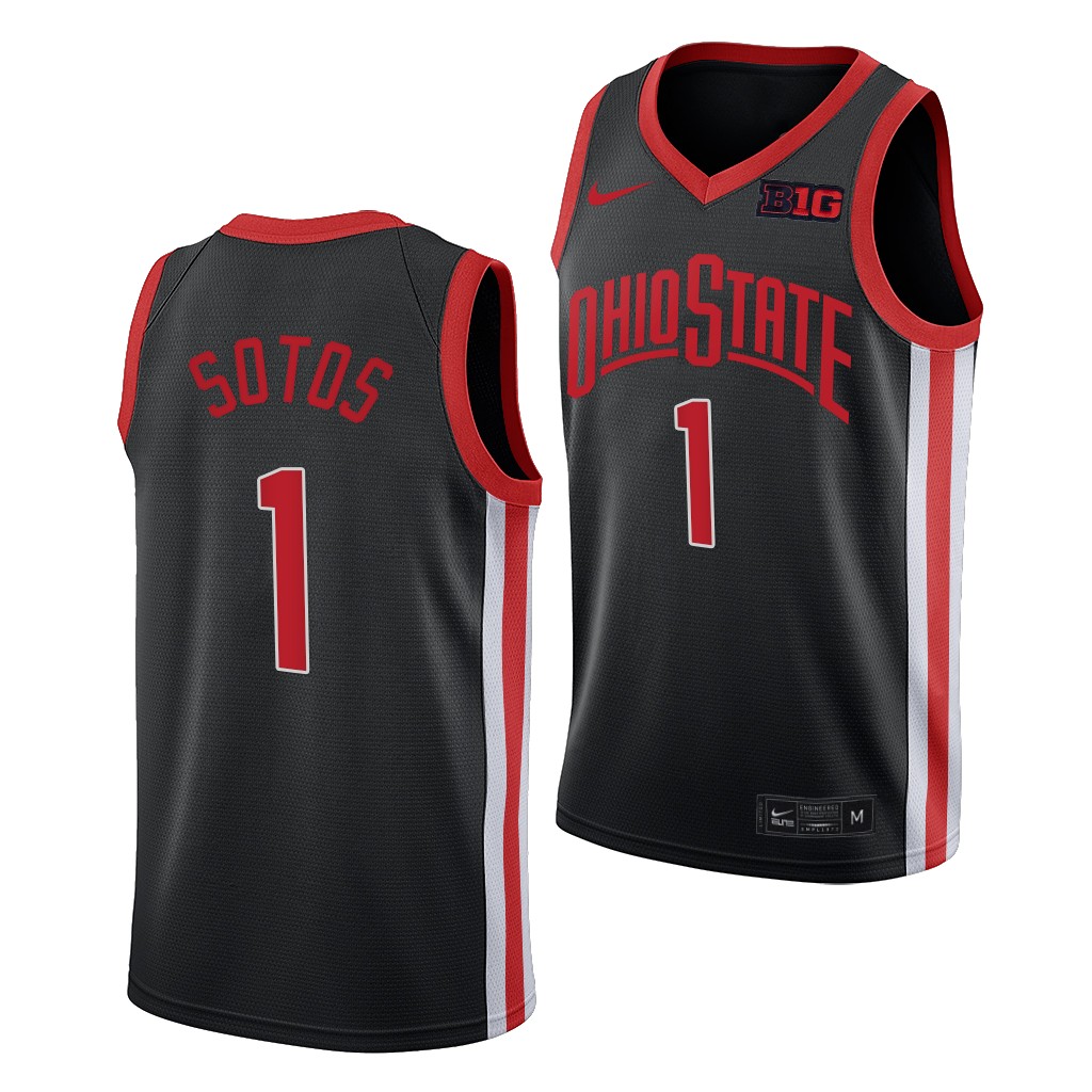 Mens Ohio State Buckeyes #1 Jimmy Sotos Nike 2021 Black Retro Basketball Jersey