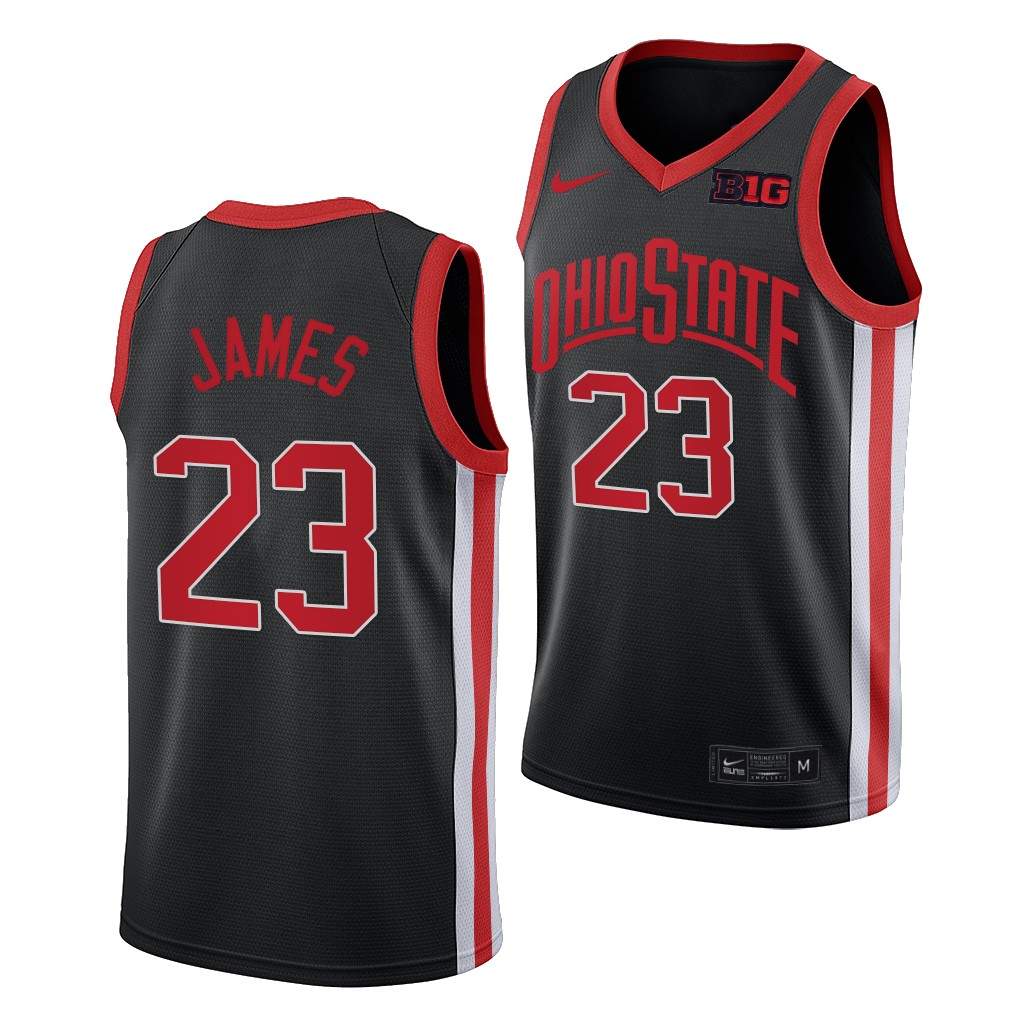 Mens Ohio State Buckeyes #23 LeBron James  Nike 2021 Black Retro Basketball Jersey