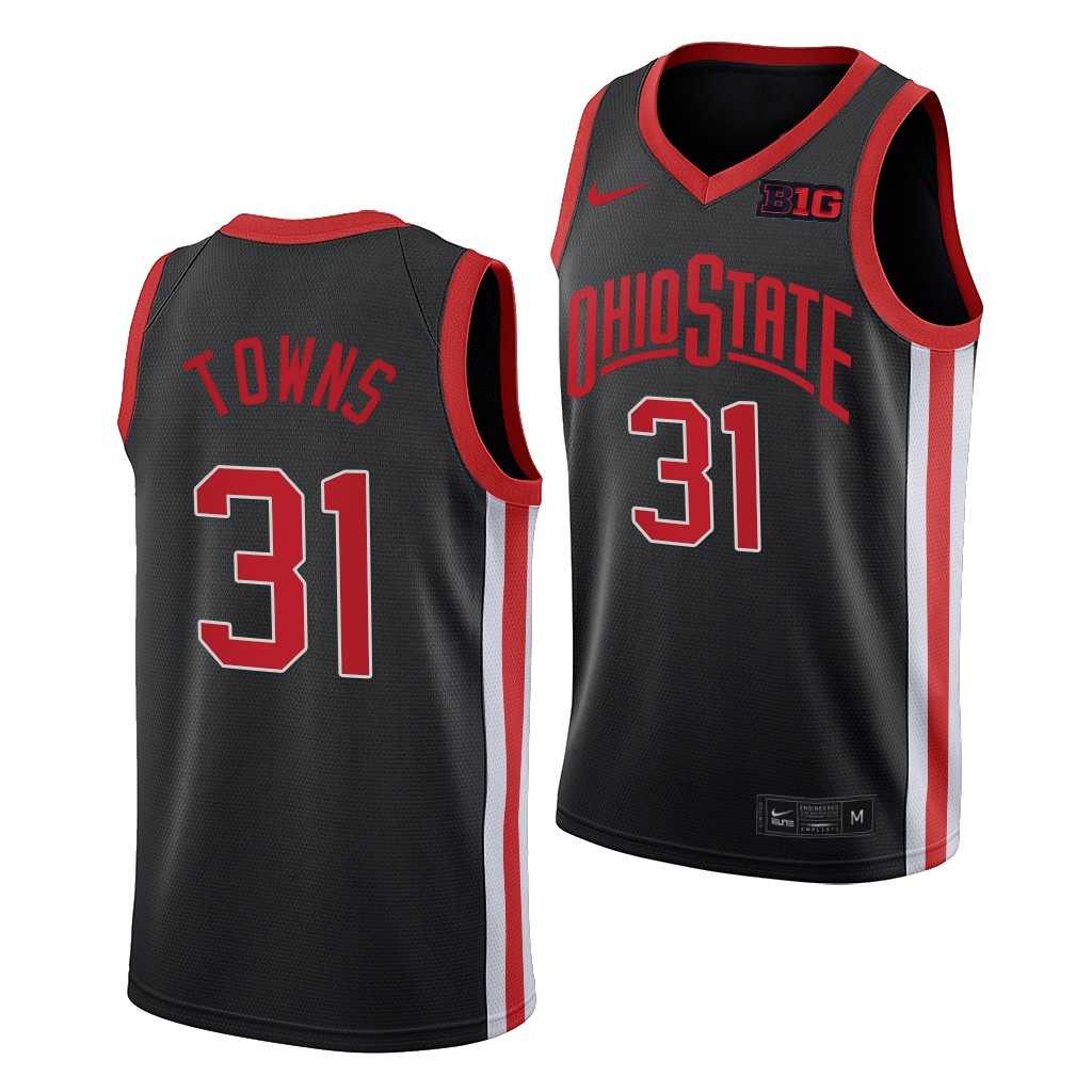 Mens Ohio State Buckeyes #31 Seth Towns Nike 2021 Black Retro Basketball Jersey