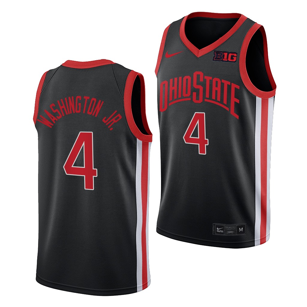 Mens Ohio State Buckeyes #4 Duane Washington Jr. Nike 2021 Black Retro Basketball Jersey