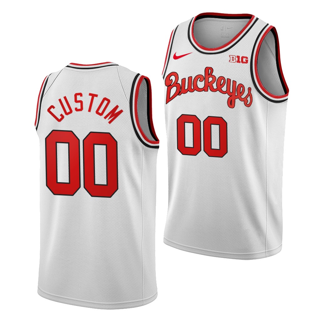 Mens Ohio State Buckeyes Custom Nike White 1980'S RETRO Basketball Jersey