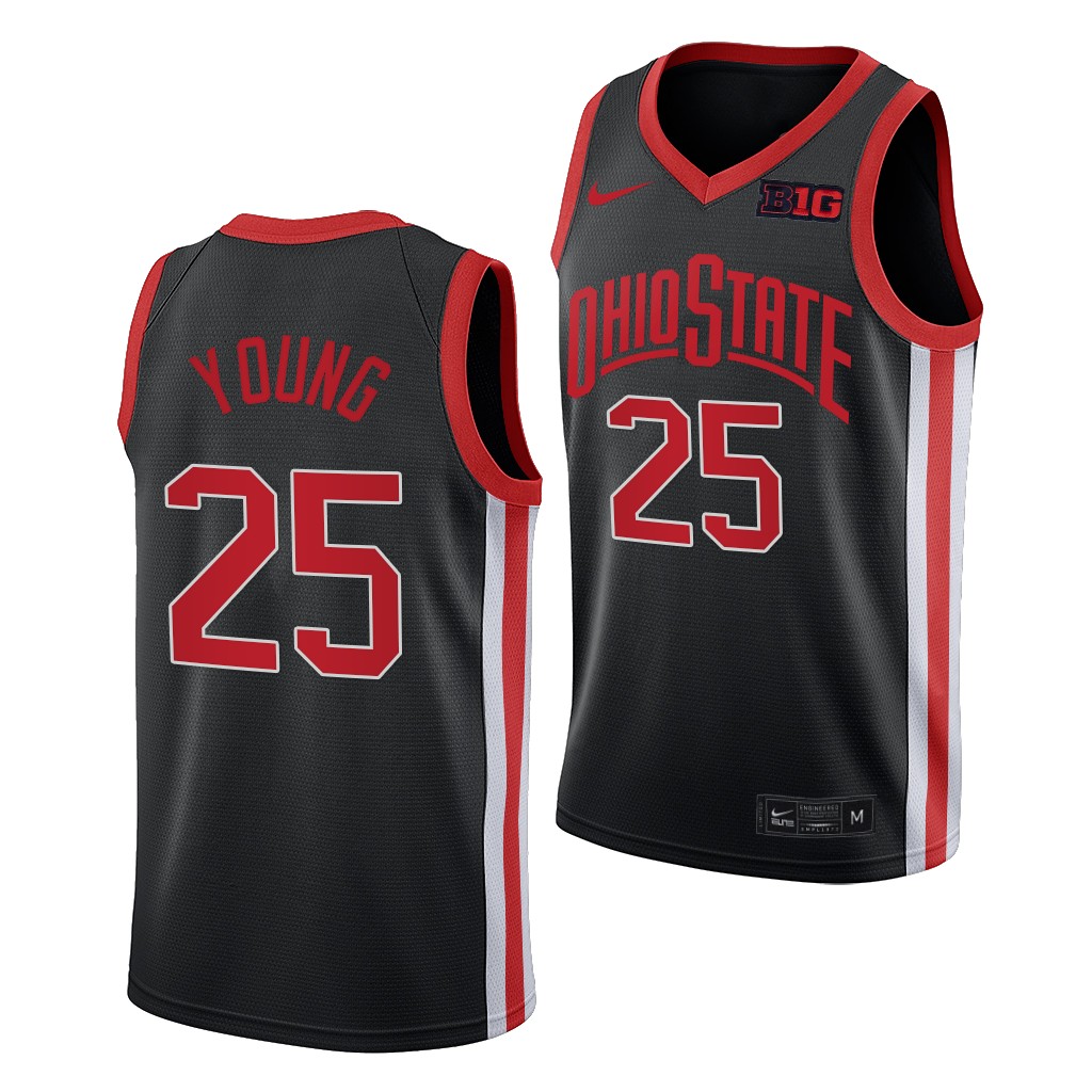 Mens Ohio State Buckeyes #25 Kyle Young  Nike 2021 Black Retro Basketball Jersey