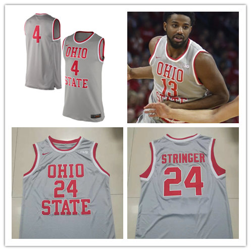 Mens Ohio State Buckeyes Custom Nike Grey Round Neck Basketball Jersey