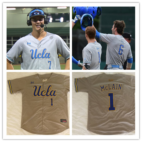 Men's UCLA Bruins Custom Under Armour Grey College Baseball Jersey