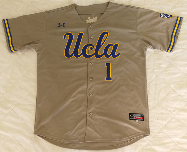 Men's UCLA Bruins 27 Chase Utley White Pinstripe Under Armour College Baseball Jersey