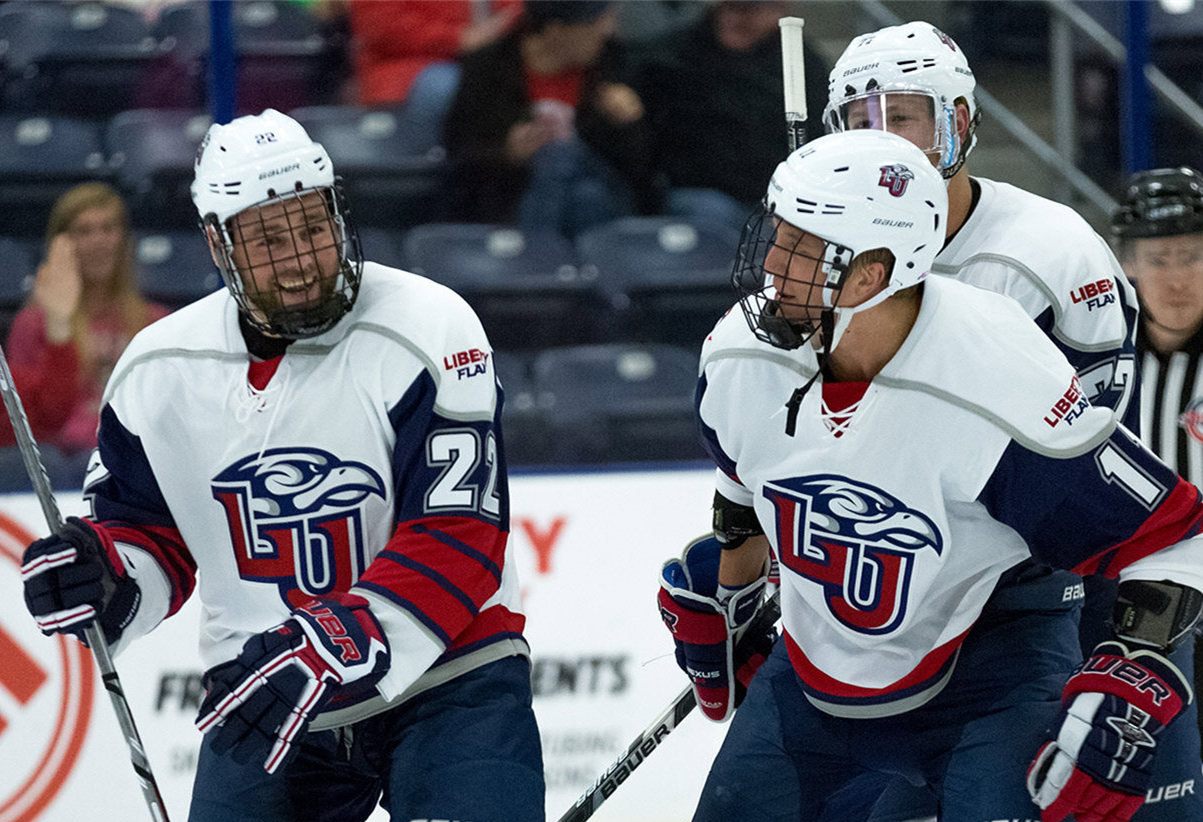 Men's Liberty Flames Custom White College Hockey Jersey