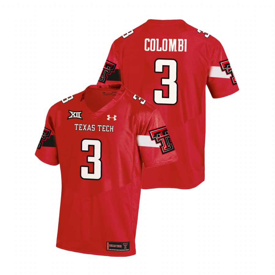 Men's Texas Tech Red Raiders #3 Henry Colombi 2020 Red Under Armour College Football Jersey