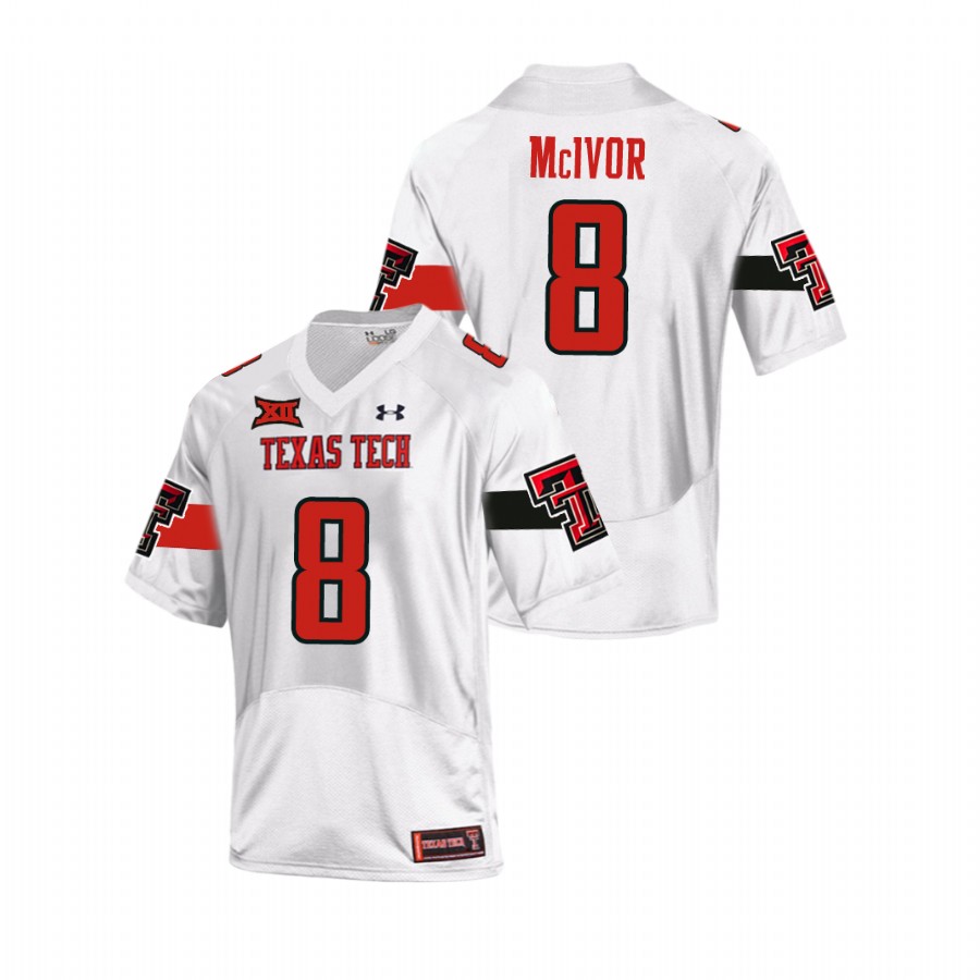 Men's Texas Tech Red Raiders #8 Maverick McIvor 2020 White Under Armour College Football Jersey