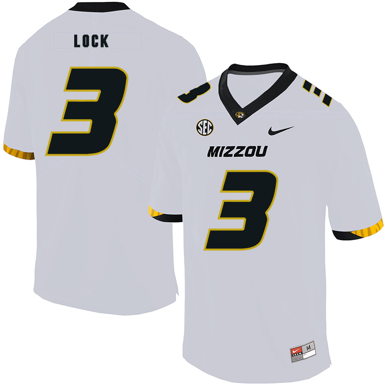 Men's Missouri Tigers #3 Drew Lock Nike White College Football Game Jersey