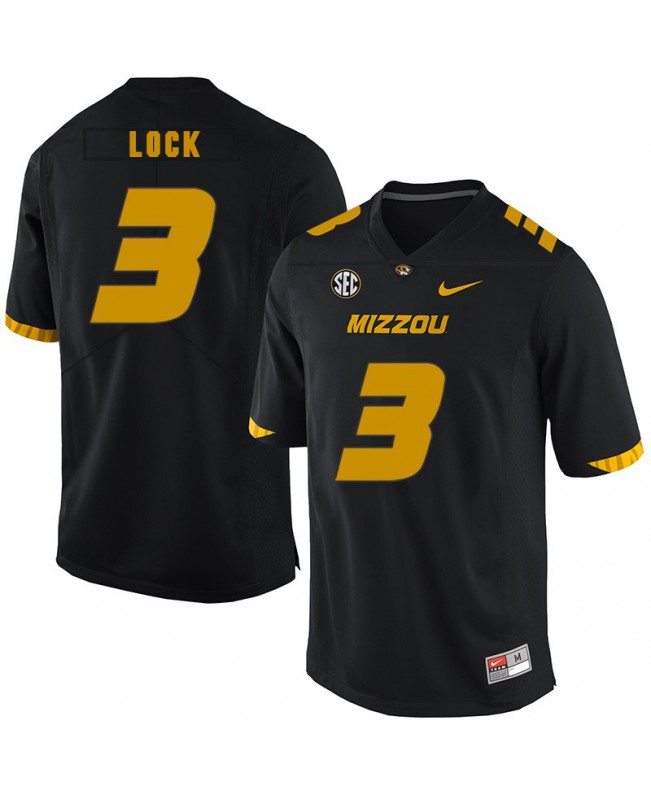 Men's Missouri Tigers #3 Drew Lock Nike Black College Football Game Jersey