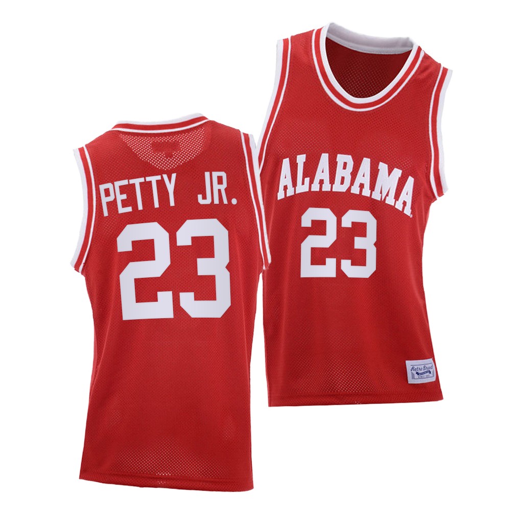 Men's Alabama Crimson Tide #23 John Petty Jr. Red Throwback College Basketball Jersey